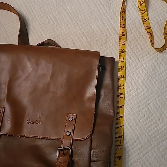Zebella Genuine Leather Backpack – Tan Brown, Buckle Flap Style - Picture 4 of 9